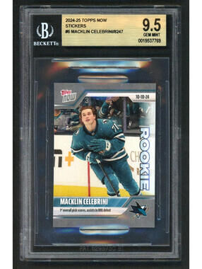2024-25 Topps Now NHL  #6 Macklin Celebrini Rookie Debut (RC) BGS 9.5 GEM MINT